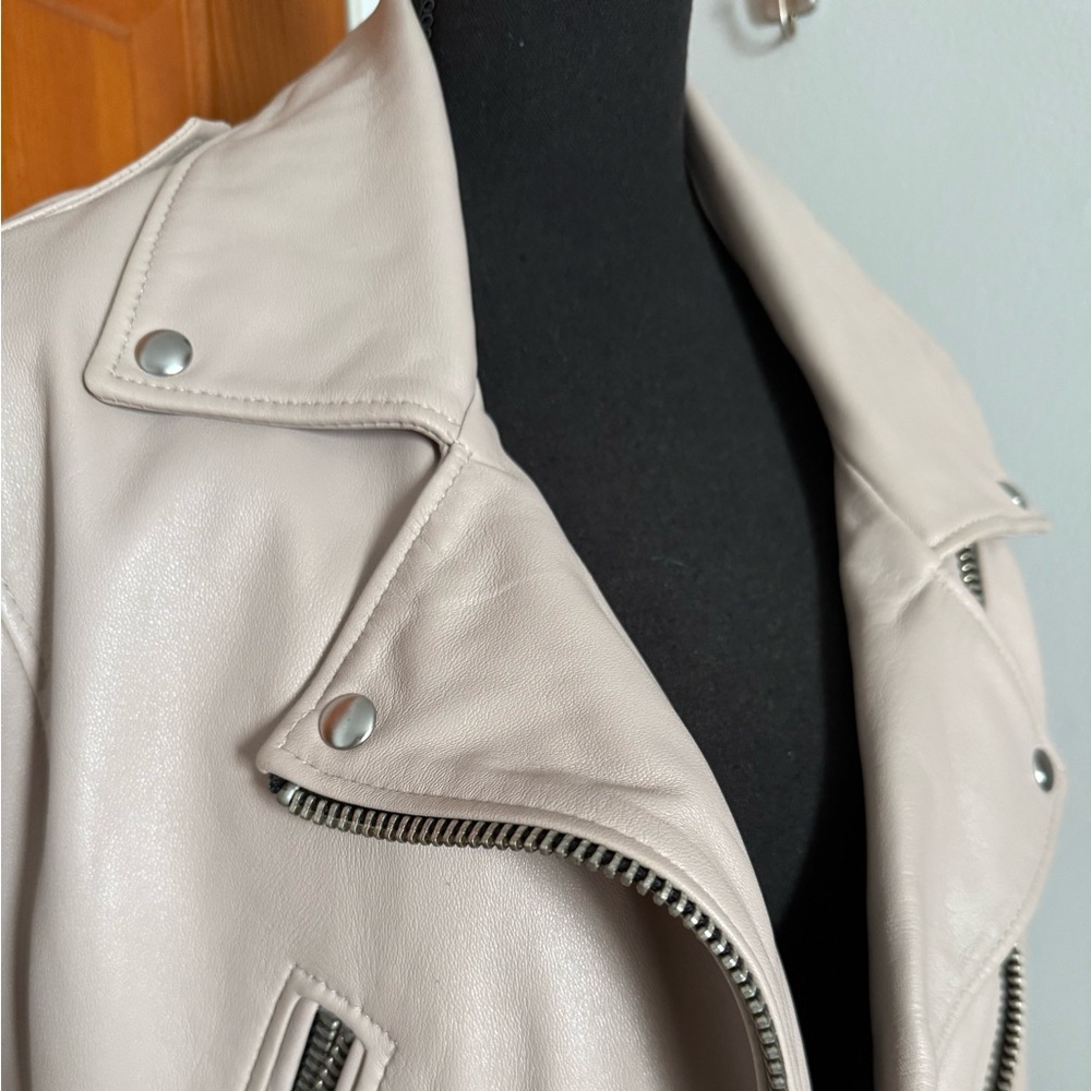 All Saints Blush Pink Balfern Leather Jacket - Picture 3 of 16
